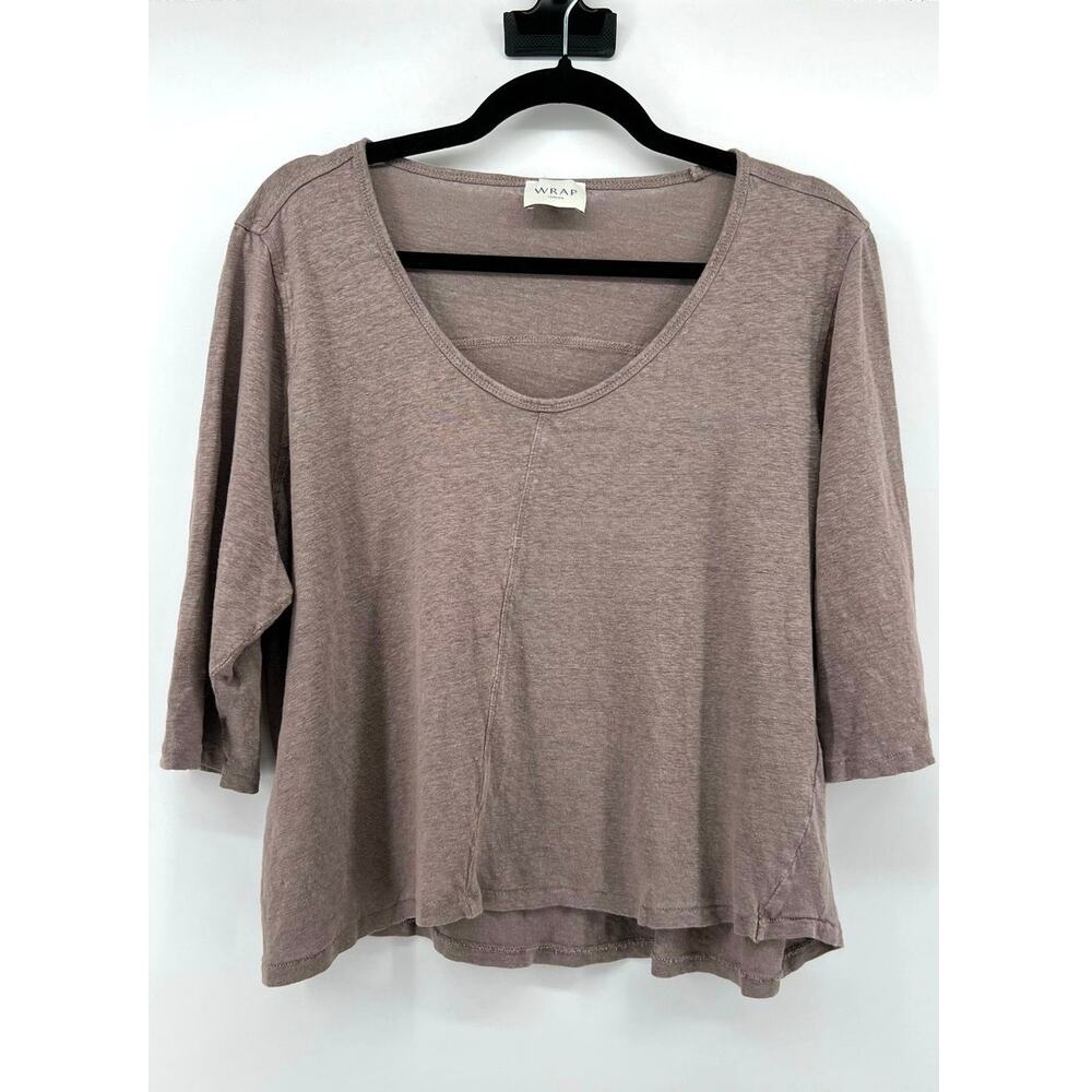 Wrap London 100% Linen Shirt Women's Size US 16 Brown Lagenlook Relaxed Fit